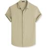 imageJMIERR Mens Seersucker Shirts Short Sleeve Casual Shirt Button Down Shirt Beach Summer Wedding TopsKhaki