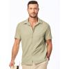 imageJMIERR Mens Seersucker Shirts Short Sleeve Casual Shirt Button Down Shirt Beach Summer Wedding TopsKhaki