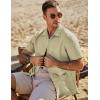 imageJMIERR Mens Seersucker Shirts Short Sleeve Casual Shirt Button Down Shirt Beach Summer Wedding TopsKhaki