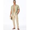 imageJMIERR Mens Seersucker Shirts Short Sleeve Casual Shirt Button Down Shirt Beach Summer Wedding TopsKhaki