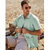 imageJMIERR Mens Seersucker Shirts Short Sleeve Casual Shirt Button Down Shirt Beach Summer Wedding TopsLight Green