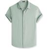 imageJMIERR Mens Seersucker Shirts Short Sleeve Casual Shirt Button Down Shirt Beach Summer Wedding TopsLight Green