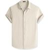 imageJMIERR Mens Seersucker Shirts Short Sleeve Casual Shirt Button Down Shirt Beach Summer Wedding TopsLight Grey