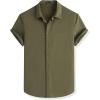 imageJMIERR Mens Seersucker Shirts Short Sleeve Casual Shirt Button Down Shirt Beach Summer Wedding TopsMoss Green