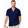 imageJMIERR Mens Seersucker Shirts Short Sleeve Casual Shirt Button Down Shirt Beach Summer Wedding TopsNavy Blue