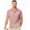 imageJMIERR Mens Seersucker Shirts Short Sleeve Casual Shirt Button Down Shirt Beach Summer Wedding TopsRose