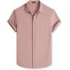 imageJMIERR Mens Seersucker Shirts Short Sleeve Casual Shirt Button Down Shirt Beach Summer Wedding TopsRose
