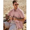 imageJMIERR Mens Seersucker Shirts Short Sleeve Casual Shirt Button Down Shirt Beach Summer Wedding TopsRose