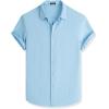 imageJMIERR Mens Seersucker Shirts Short Sleeve Casual Shirt Button Down Shirt Beach Summer Wedding TopsSky Blue