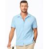 imageJMIERR Mens Seersucker Shirts Short Sleeve Casual Shirt Button Down Shirt Beach Summer Wedding TopsSky Blue