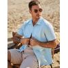 imageJMIERR Mens Seersucker Shirts Short Sleeve Casual Shirt Button Down Shirt Beach Summer Wedding TopsSky Blue