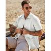 imageJMIERR Mens Seersucker Shirts Short Sleeve Casual Shirt Button Down Shirt Beach Summer Wedding TopsWhite