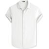 imageJMIERR Mens Seersucker Shirts Short Sleeve Casual Shirt Button Down Shirt Beach Summer Wedding TopsWhite