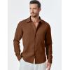 imageJMIERR Mens Shirt Waffle Button Down Shirts Long Sleeve Casual Work Dress ShirtB Brown