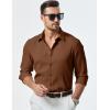imageJMIERR Mens Shirt Waffle Button Down Shirts Long Sleeve Casual Work Dress ShirtB Brown