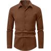 imageJMIERR Mens Shirt Waffle Button Down Shirts Long Sleeve Casual Work Dress ShirtB Brown