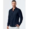 imageJMIERR Mens Shirt Waffle Button Down Shirts Long Sleeve Casual Work Dress ShirtB Dark Blue