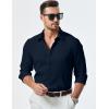 imageJMIERR Mens Shirt Waffle Button Down Shirts Long Sleeve Casual Work Dress ShirtB Dark Blue