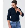 imageJMIERR Mens Shirt Waffle Button Down Shirts Long Sleeve Casual Work Dress ShirtB Dark Blue