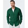 imageJMIERR Mens Shirt Waffle Button Down Shirts Long Sleeve Casual Work Dress ShirtB Green