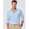 imageJMIERR Mens Shirt Waffle Button Down Shirts Long Sleeve Casual Work Dress ShirtB Light Blue