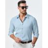 imageJMIERR Mens Shirt Waffle Button Down Shirts Long Sleeve Casual Work Dress ShirtB Light Blue