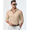 imageJMIERR Mens Shirt Waffle Button Down Shirts Long Sleeve Casual Work Dress ShirtC Light Beige