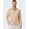 imageJMIERR Mens Shirt Waffle Button Down Shirts Long Sleeve Casual Work Dress ShirtC Light Beige