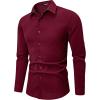 imageJMIERR Mens Shirt Waffle Button Down Shirts Long Sleeve Casual Work Dress ShirtC Red