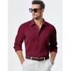 imageJMIERR Mens Shirt Waffle Button Down Shirts Long Sleeve Casual Work Dress ShirtC Red