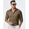 imageJMIERR Mens Shirt Waffle Button Down Shirts Long Sleeve Casual Work Dress ShirtD Dark Khaki