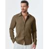 imageJMIERR Mens Shirt Waffle Button Down Shirts Long Sleeve Casual Work Dress ShirtD Dark Khaki