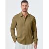 imageJMIERR Mens Shirt Waffle Button Down Shirts Long Sleeve Casual Work Dress ShirtD Khaki