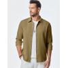 imageJMIERR Mens Shirt Waffle Button Down Shirts Long Sleeve Casual Work Dress ShirtD Khaki
