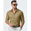 imageJMIERR Mens Shirt Waffle Button Down Shirts Long Sleeve Casual Work Dress ShirtD Khaki
