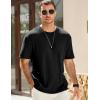 imageJMIERR Mens T Shirt Casual Solid Color Cotton Crewneck Stretch Short Sleeve Waffle Knit TeesBlack