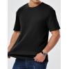 imageJMIERR Mens T Shirt Casual Solid Color Cotton Crewneck Stretch Short Sleeve Waffle Knit TeesBlack