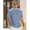 imageJMIERR Mens T Shirt Casual Solid Color Cotton Crewneck Stretch Short Sleeve Waffle Knit TeesBlue