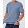 imageJMIERR Mens T Shirt Casual Solid Color Cotton Crewneck Stretch Short Sleeve Waffle Knit TeesBlue