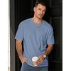 imageJMIERR Mens T Shirt Casual Solid Color Cotton Crewneck Stretch Short Sleeve Waffle Knit TeesBlue