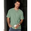 imageJMIERR Mens T Shirt Casual Solid Color Cotton Crewneck Stretch Short Sleeve Waffle Knit TeesGrass Green