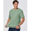 imageJMIERR Mens T Shirt Casual Solid Color Cotton Crewneck Stretch Short Sleeve Waffle Knit TeesGrass Green