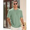 imageJMIERR Mens T Shirt Casual Solid Color Cotton Crewneck Stretch Short Sleeve Waffle Knit TeesGrass Green