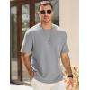imageJMIERR Mens T Shirt Casual Solid Color Cotton Crewneck Stretch Short Sleeve Waffle Knit TeesGrey