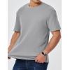 imageJMIERR Mens T Shirt Casual Solid Color Cotton Crewneck Stretch Short Sleeve Waffle Knit TeesGrey