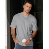 imageJMIERR Mens T Shirt Casual Solid Color Cotton Crewneck Stretch Short Sleeve Waffle Knit TeesGrey