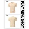 imageJMIERR Mens T Shirt Casual Solid Color Cotton Crewneck Stretch Short Sleeve Waffle Knit TeesParchment