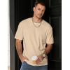 imageJMIERR Mens T Shirt Casual Solid Color Cotton Crewneck Stretch Short Sleeve Waffle Knit TeesParchment