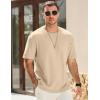 imageJMIERR Mens T Shirt Casual Solid Color Cotton Crewneck Stretch Short Sleeve Waffle Knit TeesParchment