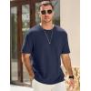 imageJMIERR Mens T Shirt Casual Solid Color Cotton Crewneck Stretch Short Sleeve Waffle Knit TeesSail Blue